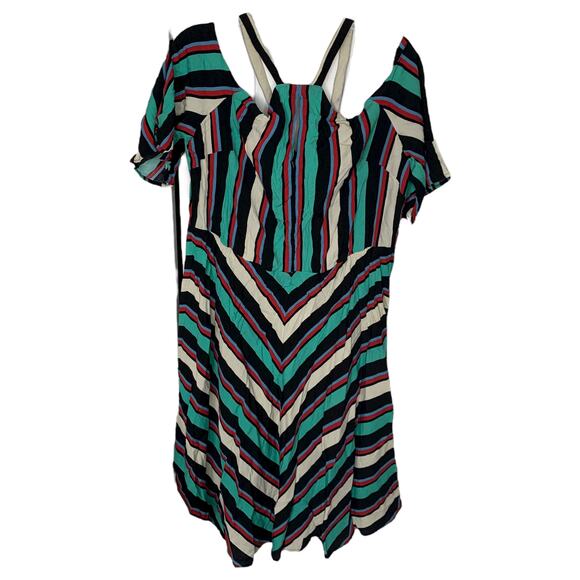 Eloquii Striped Plus Size Cold Shoulder Dress Size 22 - Picture 1 of 4
